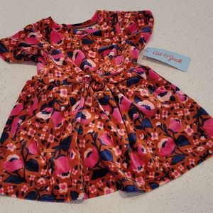 Floral Velour short-sleeved dress 12M